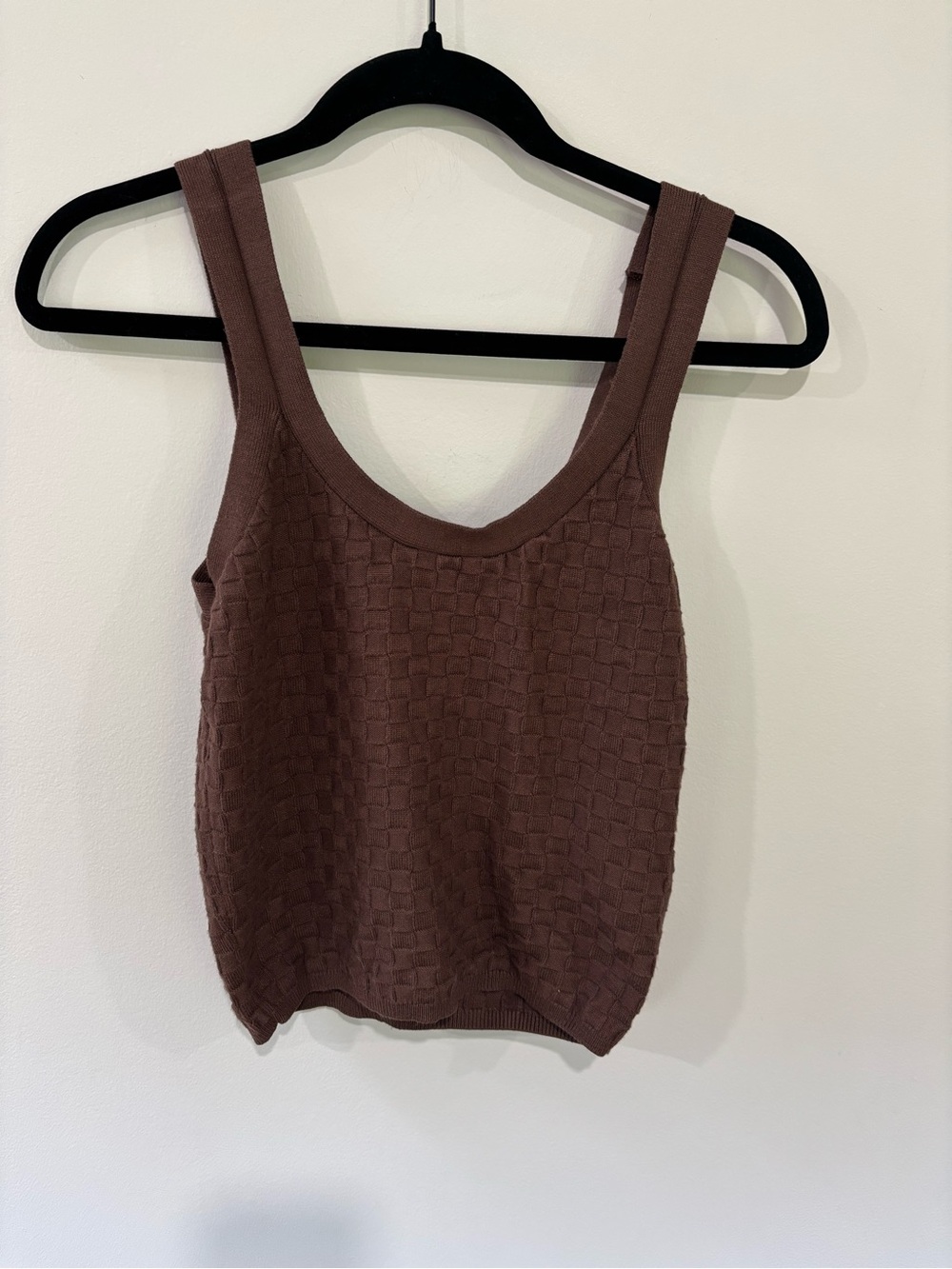 Abercrombie & Fitch Brown Knit Checkered Tank Top